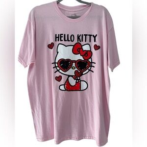 Sanrio Hello Kitty Pink and Red Short Sleeve Tee Size Large